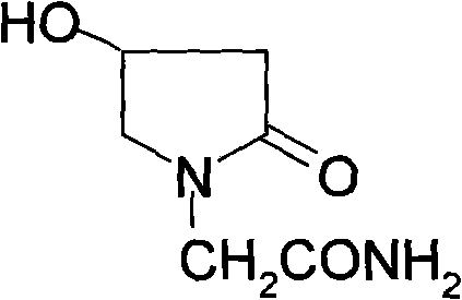 Chemical structure of Oxiracetam (4-hydroxylethylpyrrolidone-2-acetamide)