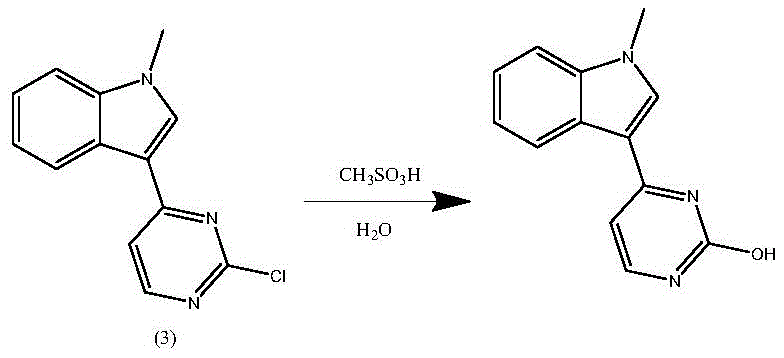 Side reaction mechanism showing hydrolysis of chloro-pyrimidine to hydroxy-impurity
