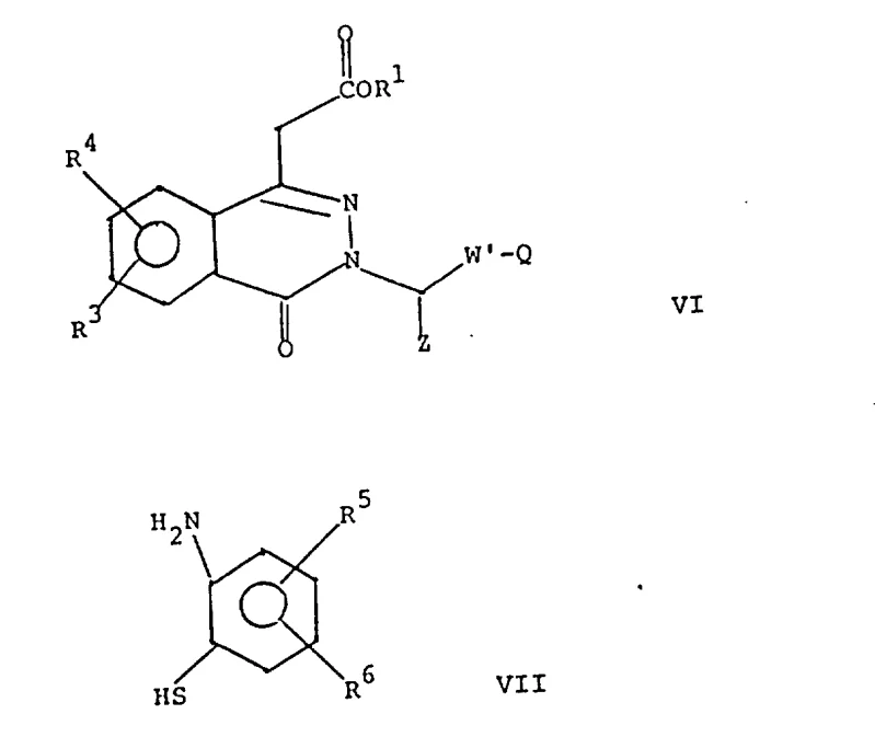 Reaction scheme showing the coupling of Formula VI and Formula VII to form the target Formula VIII compound