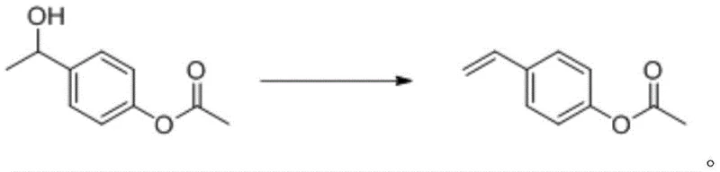 Reaction equation for the alkaline elimination of 1-(4-acetoxyphenyl)ethanol to p-acetoxystyrene