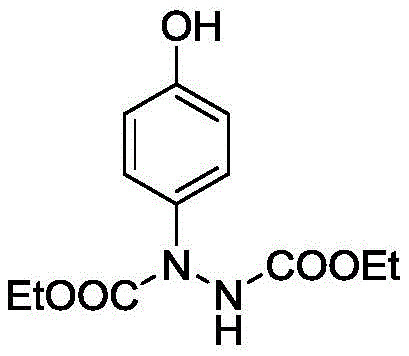 Chemical structure of diethyl 1-(4-hydroxyphenyl)hydrazine-1,2-dicarboxylate synthesized with 91% yield