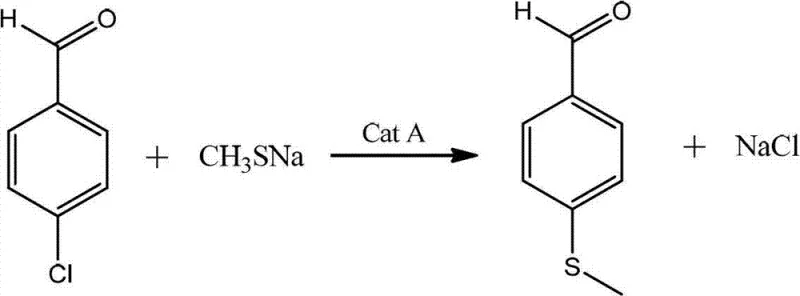 Reaction scheme for Step A showing nucleophilic substitution of chlorine with methylthio group