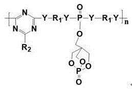 General structural formula of the triazine-based P-N-Si flame retardant showing variable linkers