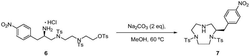 Intramolecular cyclization step forming the NOTA macrocycle core