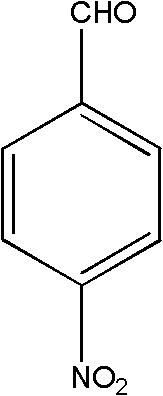 Chemical structure of p-nitrobenzaldehyde showing the nitro and aldehyde functional groups on the benzene ring