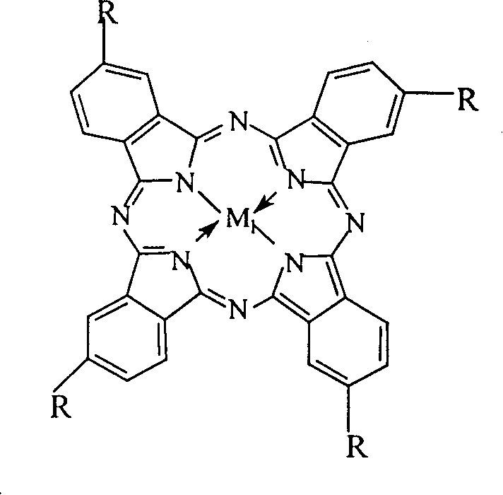 General chemical structure of Metal Phthalocyanine catalyst used in the oxidation process