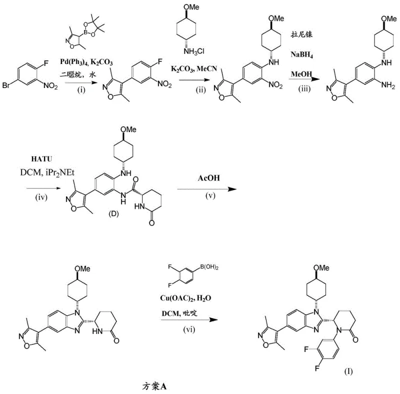 Scheme A showing the conventional linear synthesis route with early introduction of expensive reagents