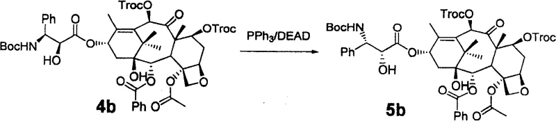Mitsunobu reaction mechanism for stereochemical inversion in Docetaxel synthesis