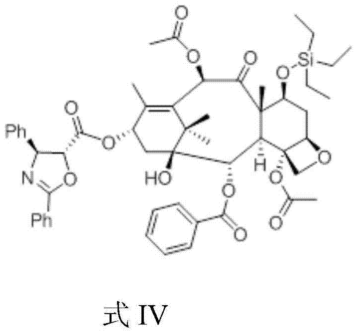 Chemical structure of Paclitaxel Precursor (Formula IV) containing the oxazole side chain and TES protecting group
