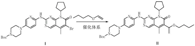 Reaction scheme showing the conversion of Intermediate I to Intermediate II using the novel Pd/DPPP catalytic system