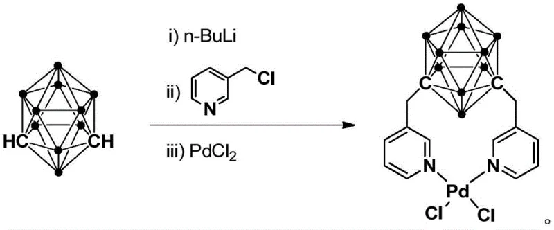 Synthesis route of the N,N-coordinated palladium complex containing meta-carborane ligand