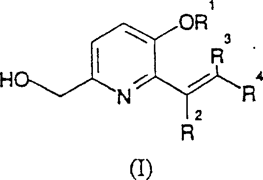 Specific structure of Formula I showing the vinyl substitution pattern and hydroxymethyl group
