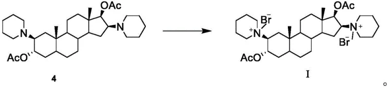 Synthesis reaction scheme showing the methylation of Compound 4 to form Pancuronium Bromide crude