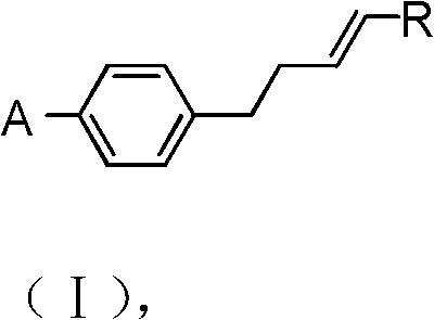 General chemical structure of para-alkene halobenzene (Formula I) showing the variable halogen A and alkyl group R