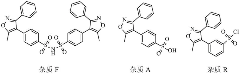 Chemical structures of critical impurities including Impurity F, Impurity A, and Impurity R
