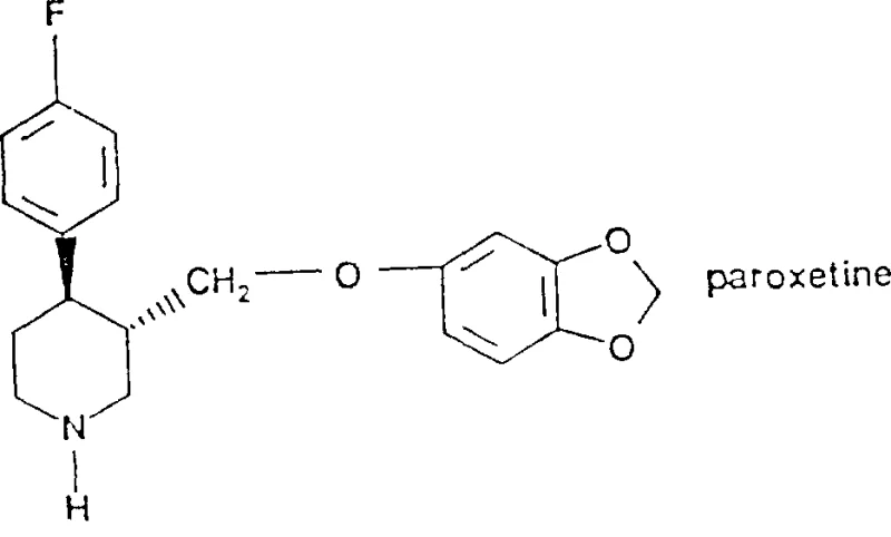 Chemical structure of Paroxetine, the target antidepressant API derived from the patented intermediate