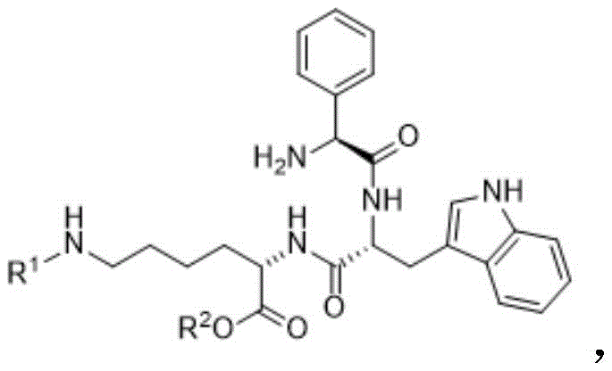 Structure of Compound I fragment showing protected phenylglycine, tryptophan and lysine residues