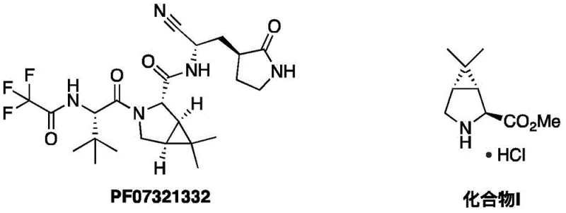 Chemical structures of PF07321332 and the key intermediate Compound I