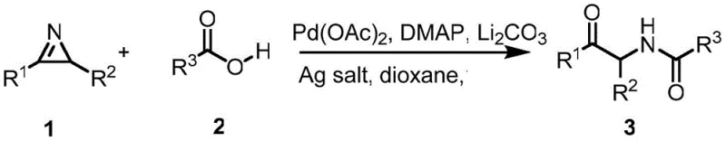 General reaction scheme for Pd-catalyzed synthesis of alpha-amino ketones from 2H-aziridines and carboxylic acids