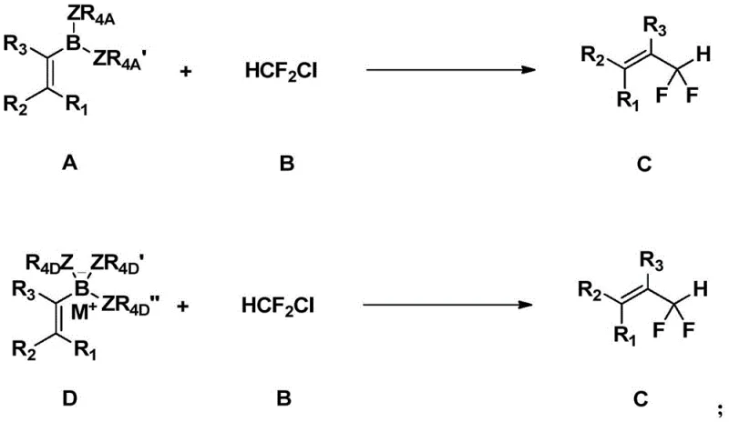 General reaction scheme showing Pd-catalyzed coupling of boronic acid derivatives with ClCF2H to form difluoromethyl compounds