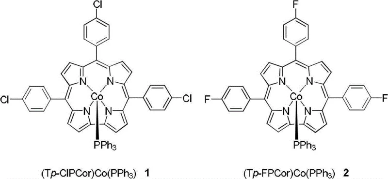 Molecular structures of tris(4-chlorophenyl)corrole cobalt triphenylphosphine and tris(4-fluorophenyl)corrole cobalt triphenylphosphine complexes