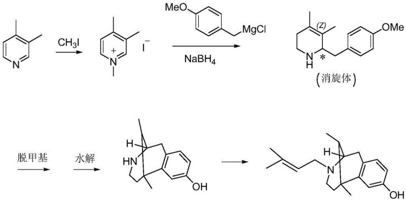 Prior art synthetic route using Grignard reagents and pyridine derivatives