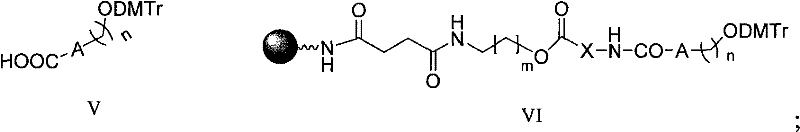 Step C showing the coupling of the linker Formula V to the peptide-based resin to form the peptide-linker intermediate