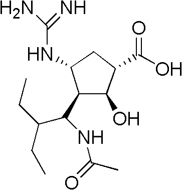 Complete synthetic route of Peramivir showing catalytic ring opening, cycloaddition, reduction, and guanidinylation steps
