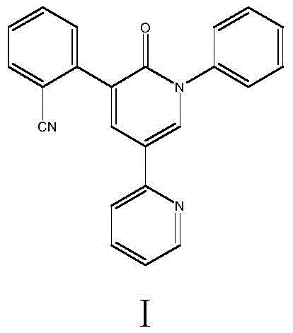 Chemical structure of Perampanel (Formula I) showing the core pyridone and phenyl rings