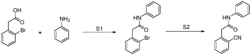 Novel safe synthesis route via palladium-catalyzed cyanation of bromo-intermediate