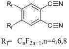 General structural formula of disubstituted perfluoroalkyl phthalonitrile showing variable Rf chains