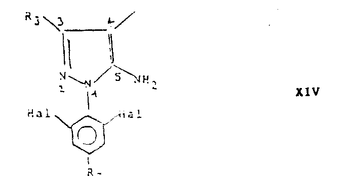 Chemical structure of halogenated phenyl pyrazole derivative showing the target agrochemical intermediate scaffold