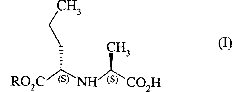 Chemical structure of Formula I, the N-[(S)-1-carboxybutyl]-S-alanine ester intermediate