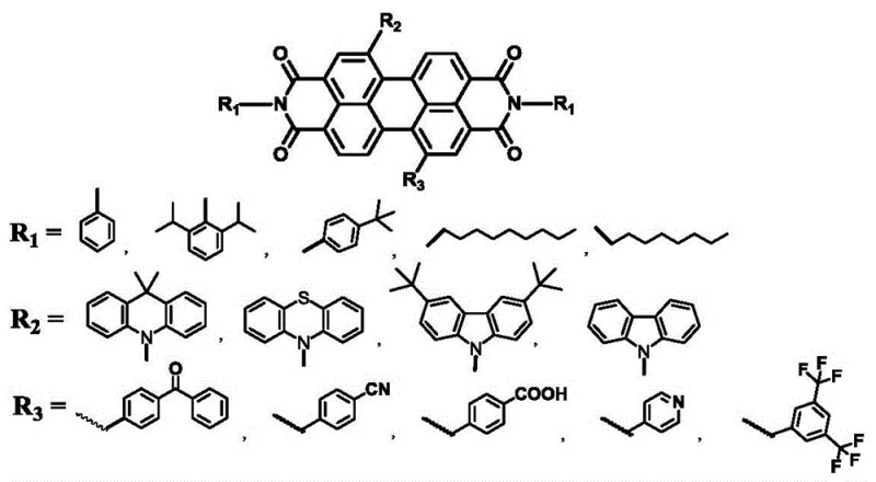 General structural formula of perylene bisimide derivatives showing variable R groups