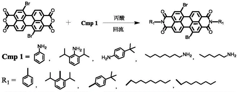 Step 1 Amidation reaction scheme forming PDI-Br intermediate