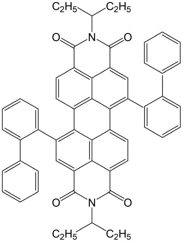 Chemical structure of PDI-C5-2 showing ortho-biphenyl substitution at bay positions