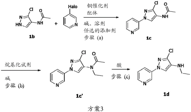Scheme 3 showing the telescoped synthesis route from 1b to 1d via intermediates 1c and 1c'