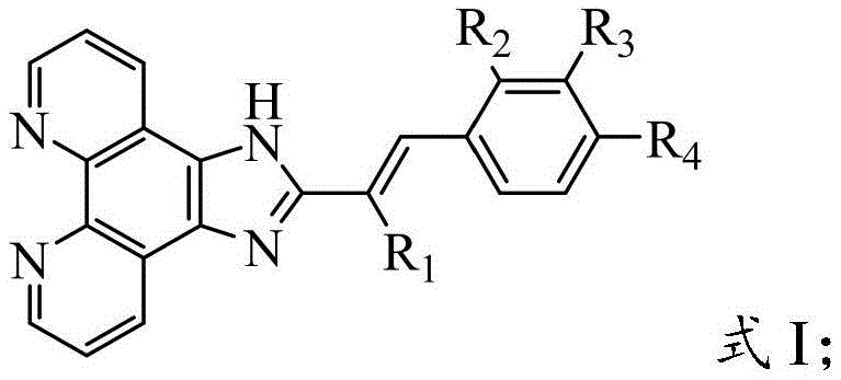 General chemical structure of Formula I showing the phenanthroimidazole core linked to a substituted styryl group
