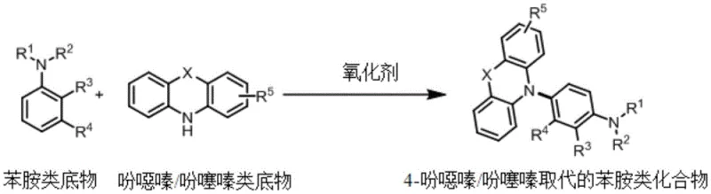 General reaction scheme for introducing phenoxazine/phenothiazine groups to aniline derivatives via oxidative coupling
