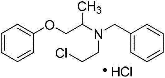 Overall synthetic route for Phenoxybenzamine Hydrochloride showing six key transformation steps