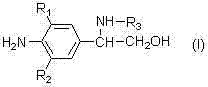 General structure of Formula I phenylethanolamine compounds showing variable R1, R2, and R3 substituents