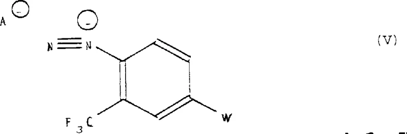 Diazonium salt intermediate Formula V showing the reactive N2+ group