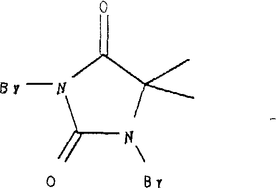 Chemical structure of dibromo-dimethylhydantoin used for selective bromination
