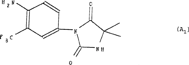 Chemical structure of Formula (A1) intermediate showing the coupled phenylimidazolidine core with dimethyl groups