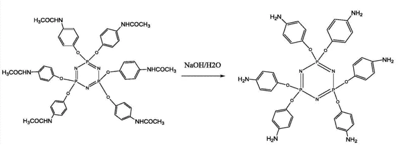 Synthesis of hexa-(4-aminophenoxy)cyclotriphosphazene intermediate via hydrolysis