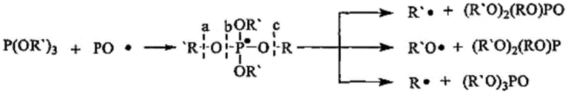 Reaction mechanism of phosphite with peroxy radicals releasing active free radicals