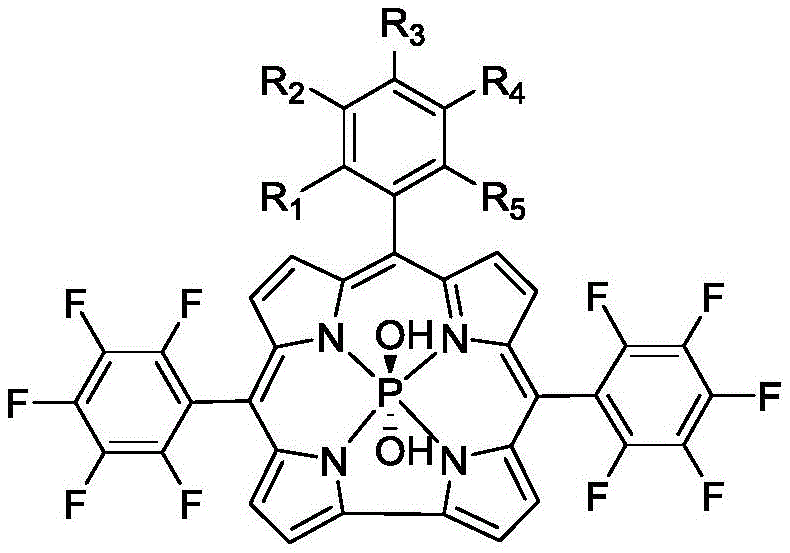 General chemical structure of phosphocorrole compounds showing variable R groups for spatial tuning