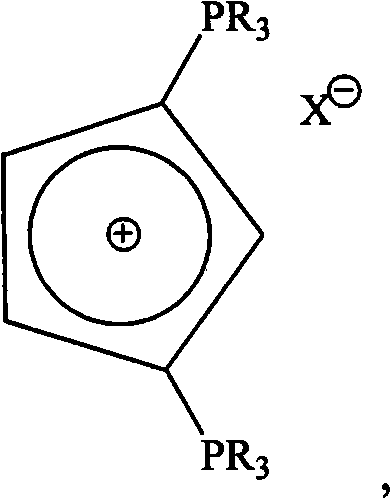 General chemical structure of the novel phosphonium salt containing bis-phosphorus ylide cyclopentadienyl carbene precursor