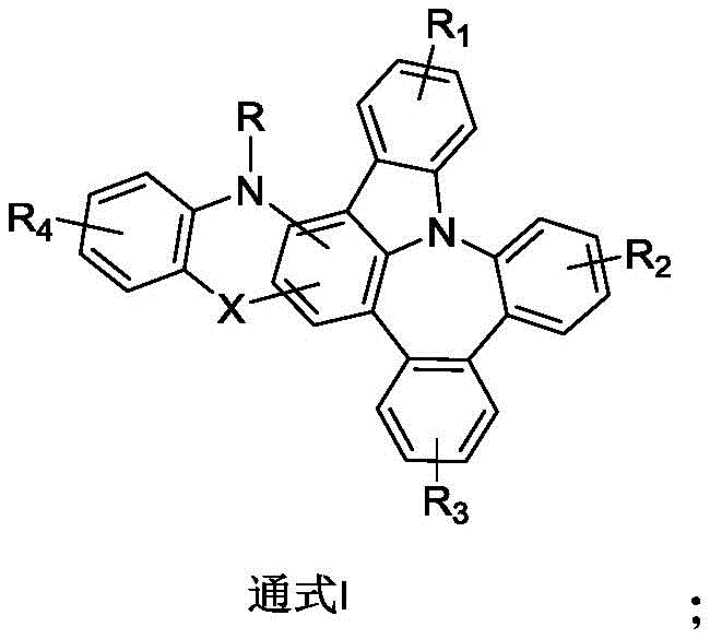 General structural formula I of the novel phosphorescent compound showing variable substituents R1-R4 and linker X