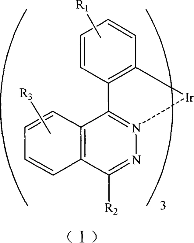 General chemical structure of phosphorescent iridium complex with 1-phenylphthalazine ligand
